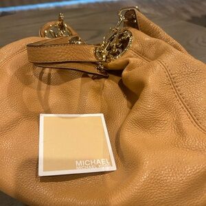 Michael Kors Camel Leather Bag with Gold Hardware